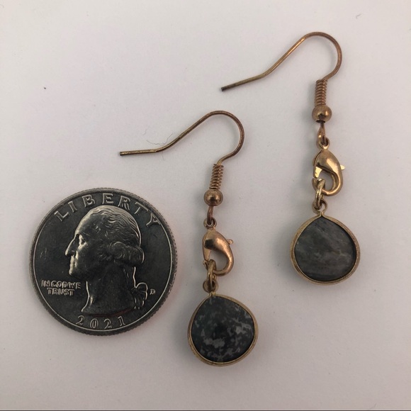 Uniquely Intriguing Black and Grey Matte Jasper Earrings - Vintage Handmade - Picture 4 of 4